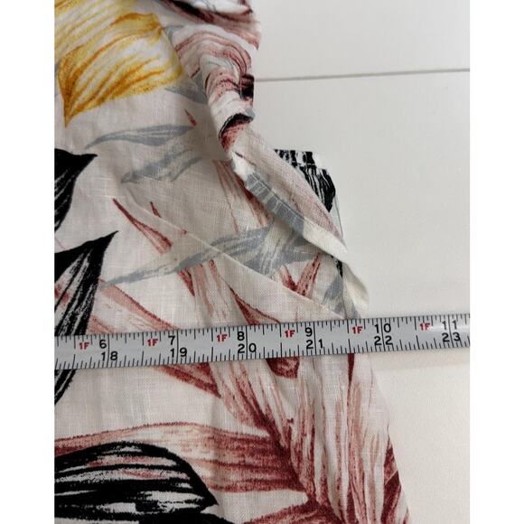 C&C California Dress Linen Floral Tropical Boho Flutter Sleeve Shift Dress XL - Picture 8 of 9